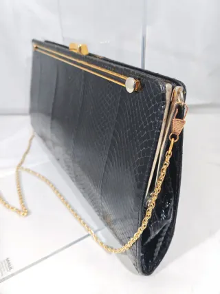 Pochette vintage anni '70 in pelle nera