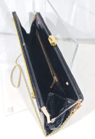 Pochette vintage anni '70 in pelle nera