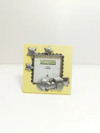 Portafotos infantil madera estrellas tren