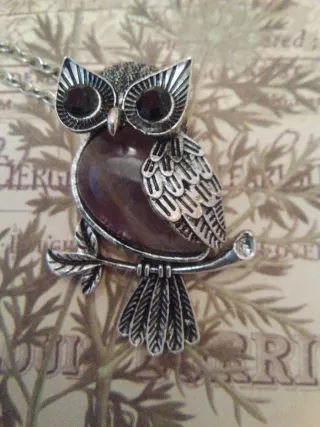 Colgante Búho Morado y Plateado