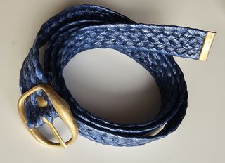 Cinturón trenzado azul metálico mujer