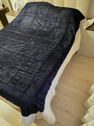 Colcha Cama 1.35 Azul y Beige