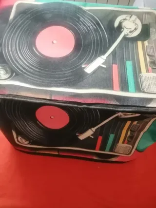 Bolsa Vintage Estilo Disco Vinilo. Tela fuerte.