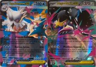 2 Cartas Pokémon Mega-Abomasnow EX y Mega-Mawile E