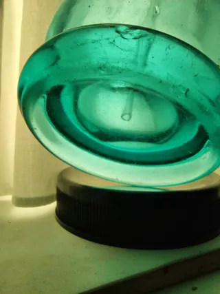 Sifón antiguo azul turquesa uranio.G. Hubert. CAEN