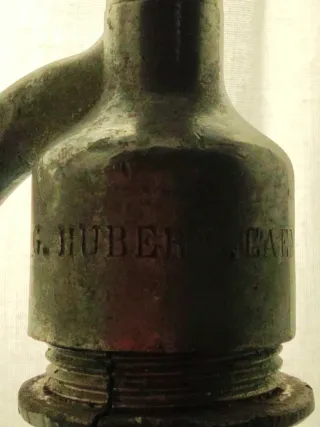 Sifón antiguo azul turquesa uranio.G. Hubert. CAEN