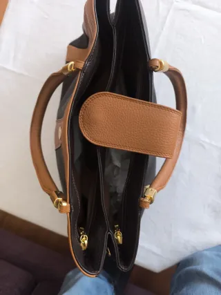 Bolso Piel Vacuno Negro y Marrón