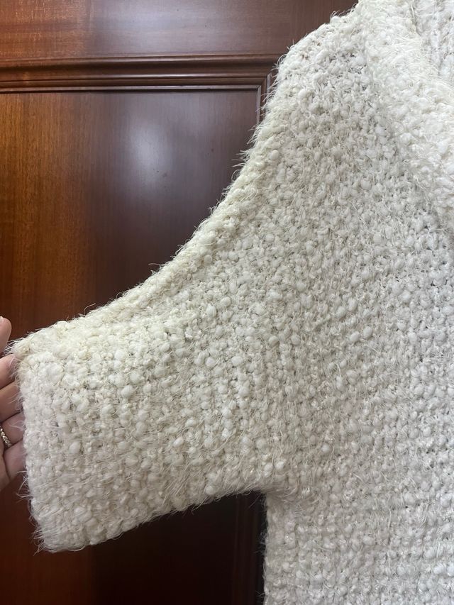 Chaqueta/Cárdigan Beige y Blanco (degradado verde)