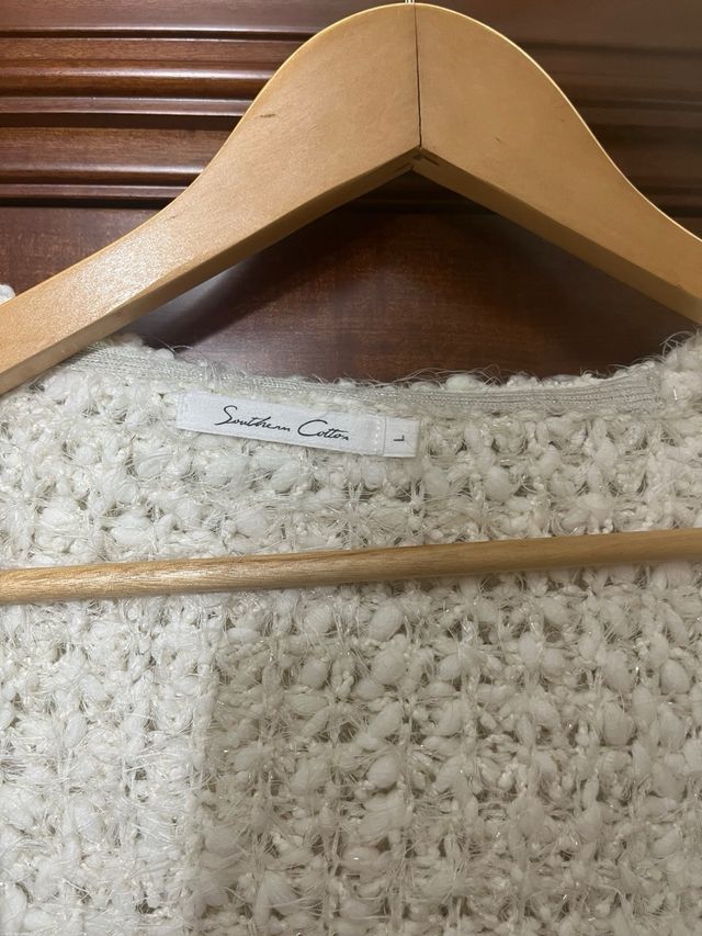 Chaqueta/Cárdigan Beige y Blanco (degradado verde)