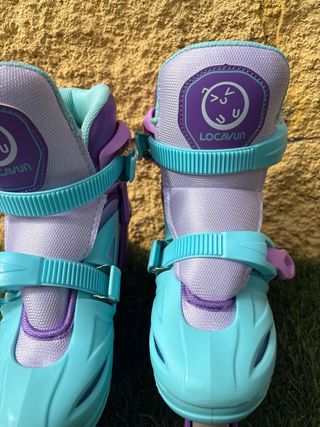 Patines en línea ajustables morado y turquesa