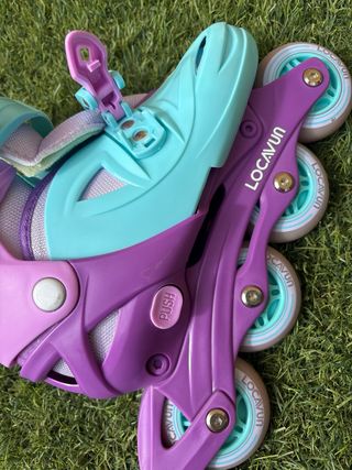Patines en línea ajustables morado y turquesa