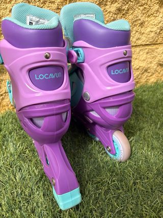 Patines en línea ajustables morado y turquesa