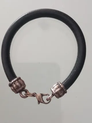 Pulsera cuero y metal plata