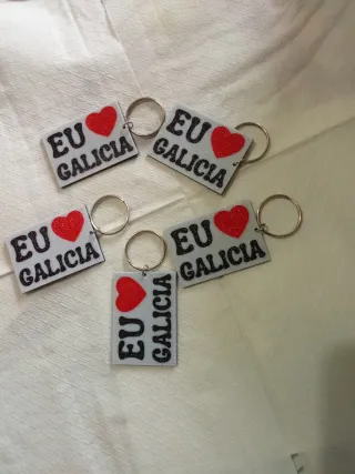 Llaveros Eu Galicia con Corazón Rojo