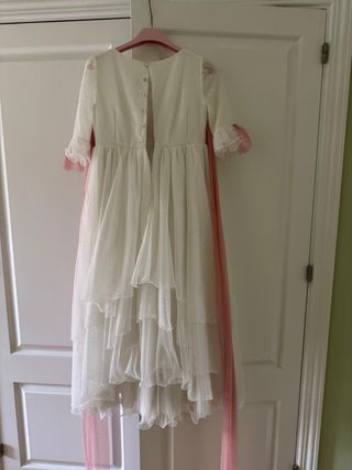 Vestido Comunión Niña Blanco y Rosa