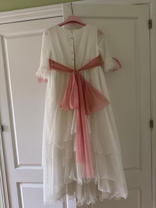 Vestido Comunión Niña Blanco y Rosa
