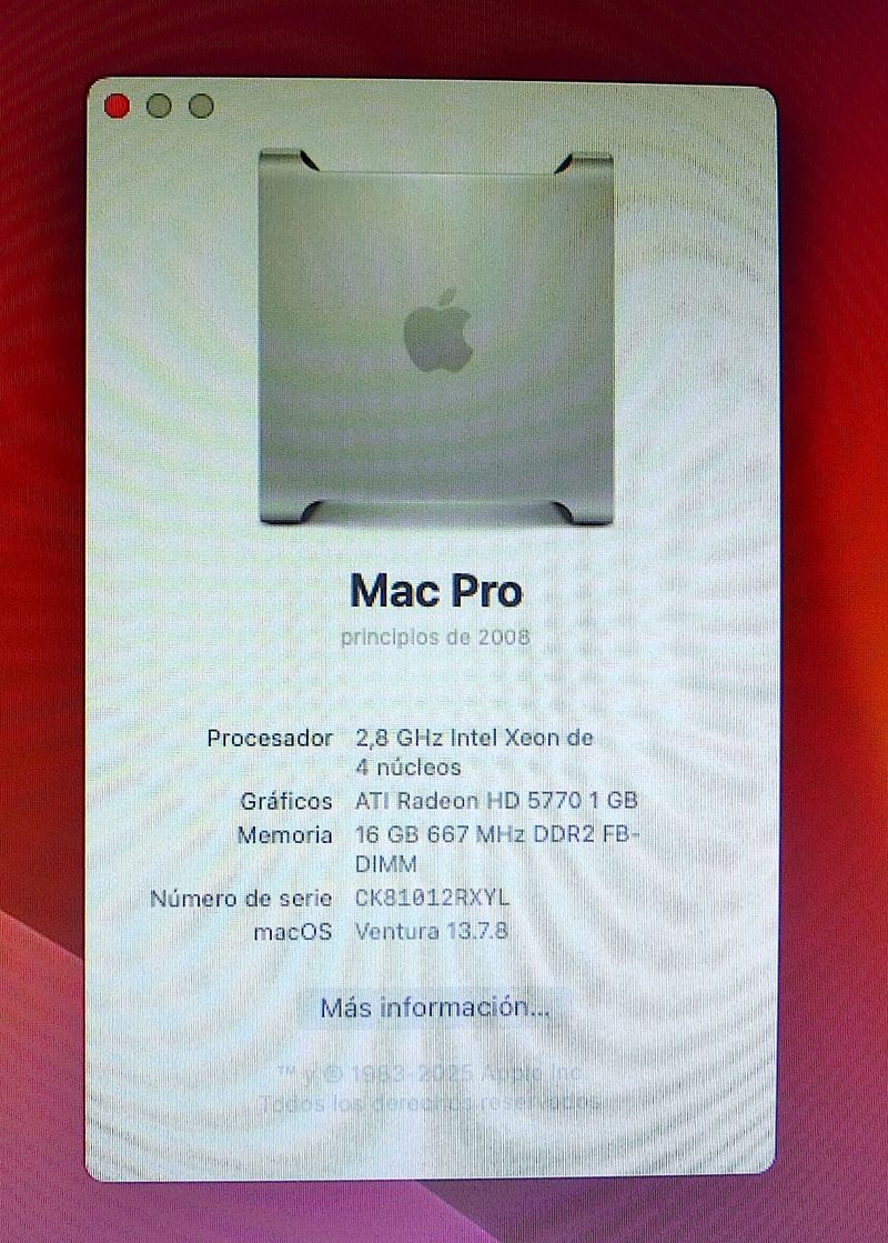 Mac Pro 3.1 A1186 2x Xeon 8Core 16GB Ventura Logic afbeelding 2