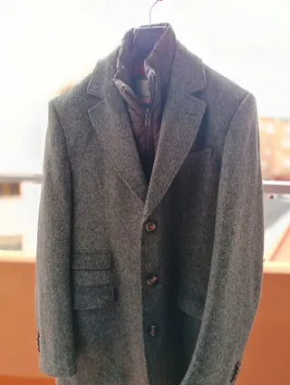 Abrigo El Ganso paño gris con chaleco desmontable