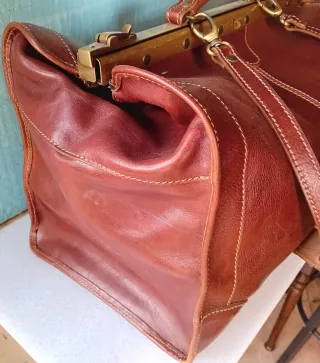 Borsone in pelle e cuoio marrone