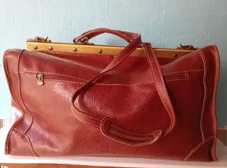 Borsone in pelle e cuoio marrone