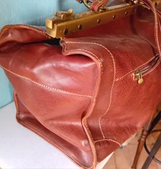 Borsone in pelle e cuoio marrone