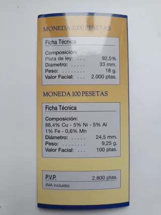 Cartera 2000 pesetas 2001 plata