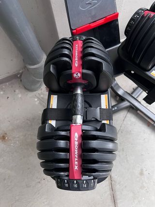 Mancuernas Ajustables Bowflex + Rack.