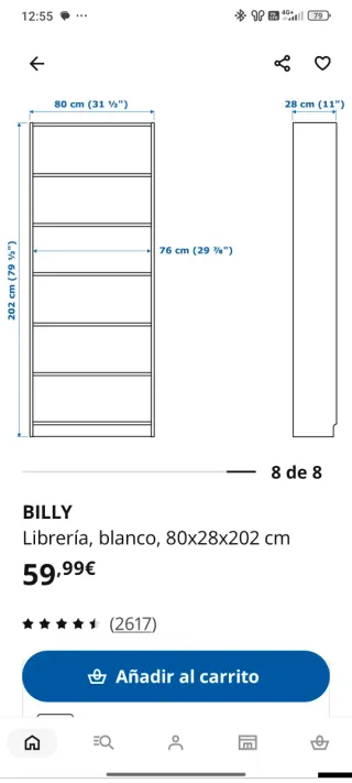 Puertas Librería Billy Ikea grises metalizada.
