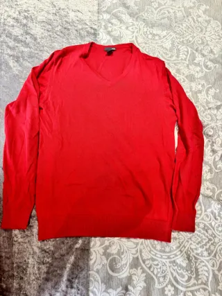 Jersey H&M Rojo Cuello V Manga Larga