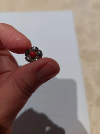 Pendientes flor plata y coral