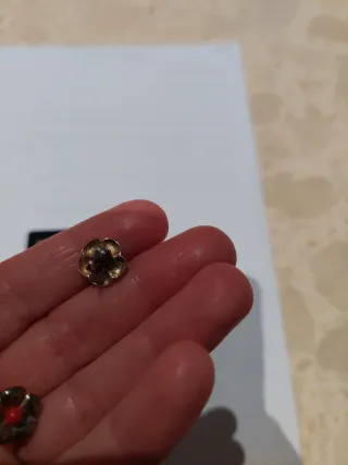 Pendientes flor plata y coral