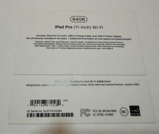 iPad Pro 11 1ª Gen 64GB Plata