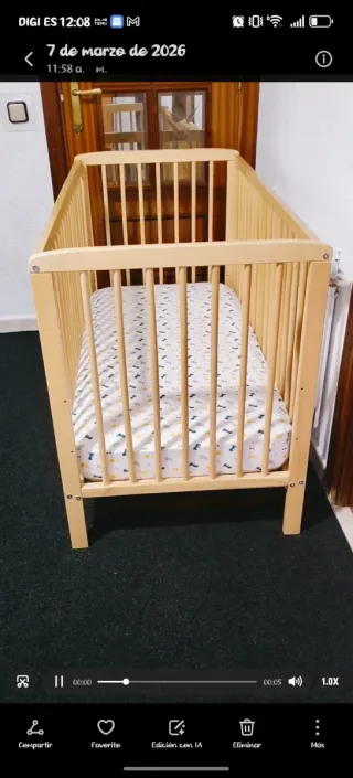 Carrito bebé KIDUKU y cuna madera