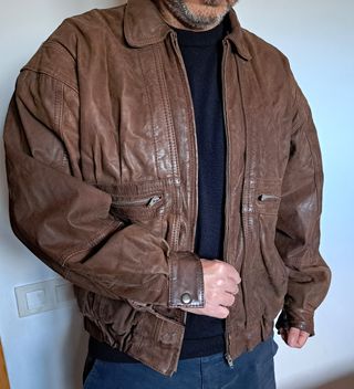 Chaqueta bomber Cuero Vintage Hombre M/L Marrón