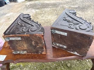 Pareja Mensulas Madera Antiguas Talladas