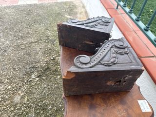 Pareja Mensulas Madera Antiguas Talladas