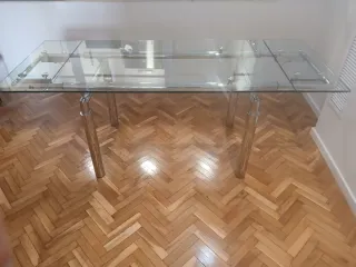 Mesa de comedor cristal y metal