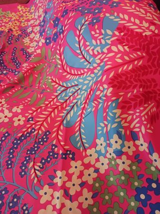 Enorme pañuelo foulard Art silk Pink Daisy.
