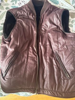 Chaquetón de cuero marrón chocolate hombre