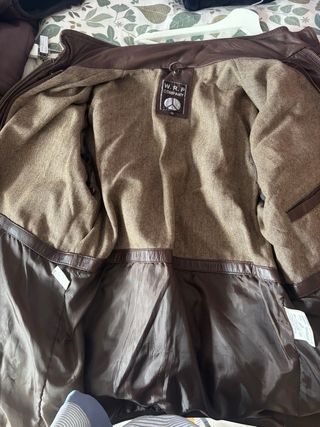 Chaquetón de cuero marrón chocolate hombre