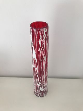 Conjunto 2 Vasos Vidro Vermelho Branco tipo Murano