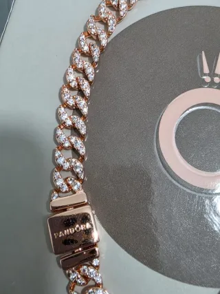 Bracciale Pandora intreccio Pavé cm 20 Oro Rosa