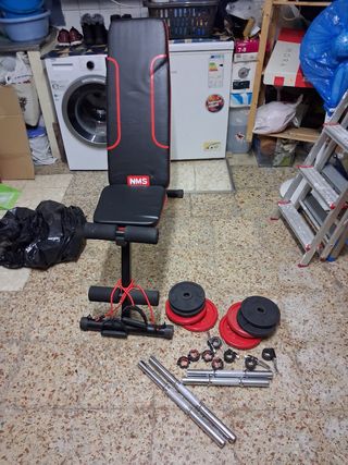 Banco de pesas NMS con accesorios