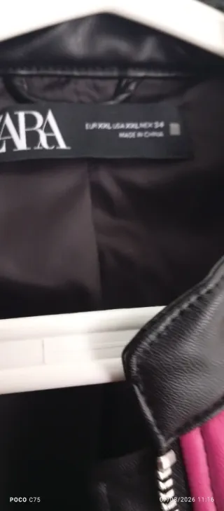 Chaqueta Zara Biker Negra y Rosa Talla XXL