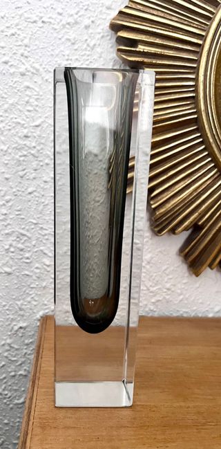 Jarrón florero Murano  años 60 Transparente y gris