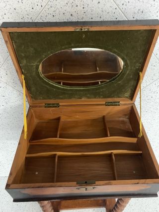 Joyero antiguo madera con espejo