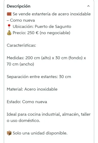 Estante de acero inoxidable para colgar