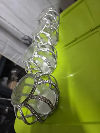 Portavelas decorativos plateados x4