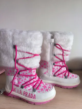 Botas nieve niña rosas