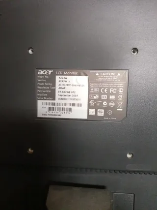 Monitor PC Acer Plata